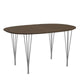 Fritz Hansen Superellipse Dining Table B611 in Clear Walnut Veneer Top with Chrome Legs  — packshot