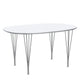 Fritz Hansen Superellipse Dining Table B611 in White Fenix laminate with chrome legs — packshot