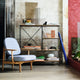 Fritz Hansen MC510 Planner Shelving Unit Medium — lifestyle, with Fred Lounge Chair