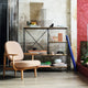 Fritz Hansen MC510 Planner Shelving Unit Medium — lifestyle, with Fred Lounge Chair