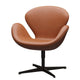 Fritz Hansen 3320 Swan Lounge Chair in Leather with Brown Bronze Base — packshot