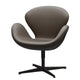 Fritz Hansen 3320 Swan Lounge Chair in Leather with Warm Graphite Base — packshot