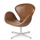 Fritz Hansen 3320 Swan Lounge Chair in Leather Walnut with Chrome Base — packshot