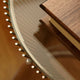 Knoll Platner Side Table in Polished Nickel, Clear Glass — lifestyle, detail
