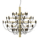 Flos 2097/50 Chandelier by Gino Sarfatti – brass with clear bulbs