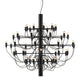 Flos 2097/50 Chandelier by Gino Sarfatti – matt black with clear bulbs