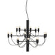 Flos 2097/18 Chandelier by Gino Sarfatti – matt black with frosted bulbs