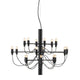 Flos 2097/18 Chandelier by Gino Sarfatti – matt black with clear bulbs