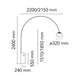 Flos Arco Floor Lamp — dimensions