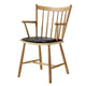 HAY J42 Dining Armchair in Oiled Oak — packshot, with J42 Seat Cushion in Sense Leather Black
