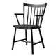 HAY J42 Dining Armchair in Black WB Lacquered Beech — packshot, with J42 Seat Cushion in Surface by HAY 990