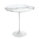 Knoll Saarinen Round Side Table D51cm in Arabescato Marble, White Base — packshot