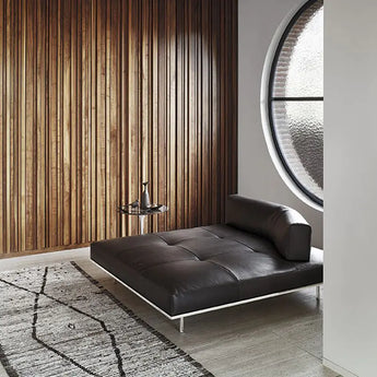 Knoll Matic Chaise Longue Left Hand Quilted Version Polished Aluminium Frame