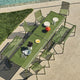 HAY Palissade Chair in Olive Green — lifestyle, with Palissade Bench and Palissade Table