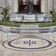 HAY Palissade Chair in Hot Galvanised — lifestyle, with Palissade Dining Armchair and Palissade Bench