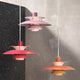 Louis Poulsen PH 5 Mini Pendant Light Hues of Rose Red Orange group