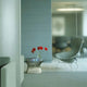 Knoll Platner Coffee Table in Polished Nickel with Clear Glass — lifestyle