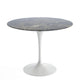 Knoll Saarinen Round Dining Table D91cm in Brown Emperador Marble, White Base — packshot