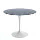 Knoll Saarinen Round Dining Table D91cm in Nero Marquina Marble, White Base — packshot