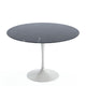 Knoll Saarinen Round Dining Table D107cm in Nero Marquina Marble, White Base — packshot