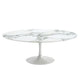 Knoll Saarinen Large Oval Dining Table 198cm in Arabescato Marble, White Base — packshot