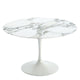 Knoll Saarinen Round Dining Table D120cm in Arabescato Marble, White Base — packshot