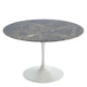 Knoll Saarinen Round Dining Table D120cm in Brown Emperador Marble, White Base — packshot