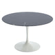 Knoll Saarinen Round Dining Table D120cm in Nero Marquina Marble, White Base — packshot