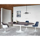 Knoll Saarinen Tulip Dining Chair Upholstered — lifestyle, with Saarinen Large Oval Dining Table and Tulip Armchair