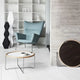 Carl Hansen CH417 Tray Table, white laminate — lifestyle, with CH445 Wing Chair