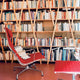 Vitra Eames EA 125 Aluminium Group Stool, with Vitra Eames EA 124 Aluminium Group Chair — lifestyle