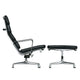 itra Eames EA 222 Soft Pad Lounge Chair in Leather, with EA 223 Soft Pad Stool — studio