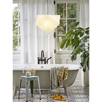 Vitra Akari YP1 Suspension Light by Isamu Noguchi – washi paper shade, lifestyle setting