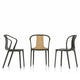 Vitra Belleville Armchair Wood in Natural Oak — packshot, with Vitra Belleville Chair Wood in Black Ash