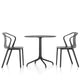 Vitra Belleville Bistro Table Outdoor Round in Deep Black — packshot, with Vitra Belleville Armchair Plastic in Deep Black